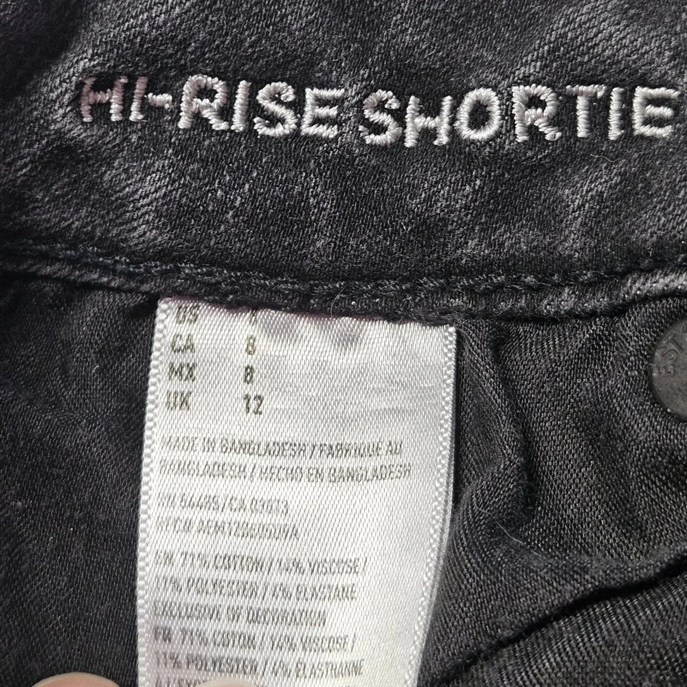 American Eagle Hi-Rise Shortie Denim Shorts Womens 8 Black 360 Super Stretch